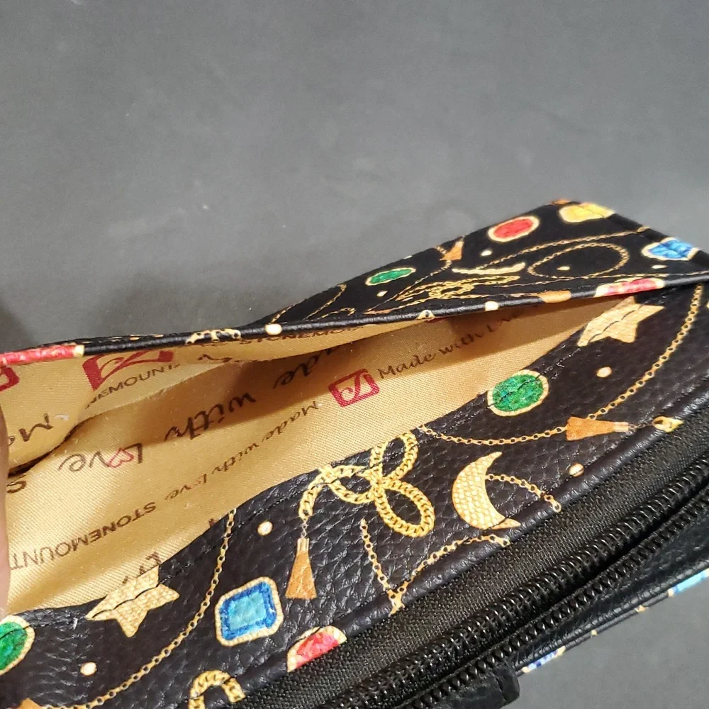 Stone Mountain black festive gold chain multi zip around‎ wallet